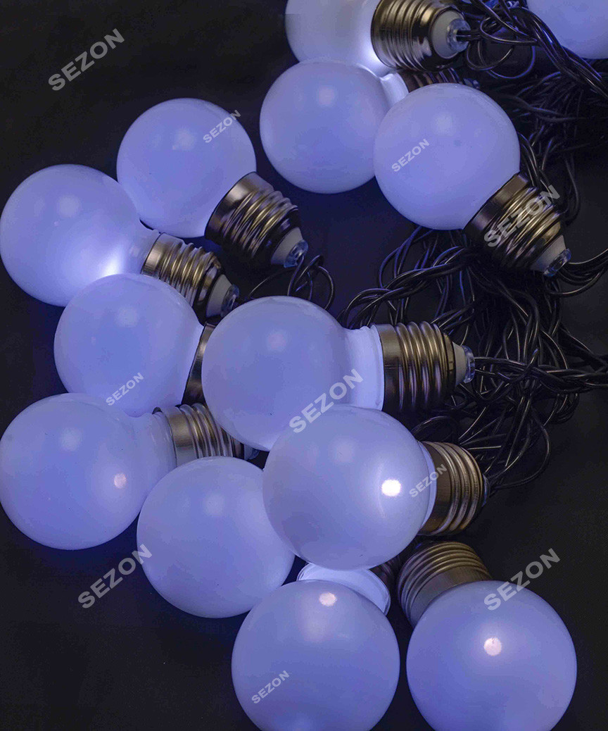 

Светодиодная гирлянда лампочки 5см матовые, 20LED, 7м, белая
