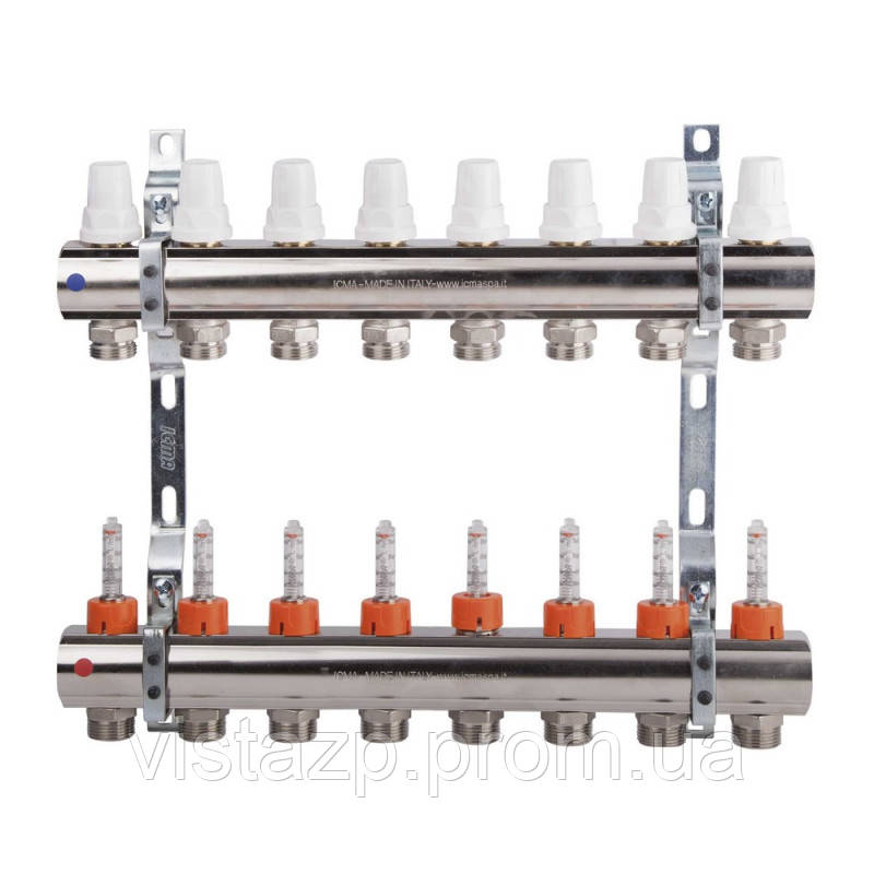 

Коллектор Icma 1" 8 выходов, с расходомерами №K013