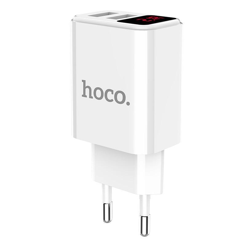 

Зарядное устройство сетевое 2USB Hoco C63A LCD White (2.1A