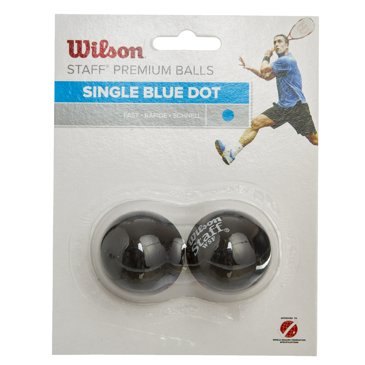 

Мяч для сквоша WILSON (2шт) WRT617500 STAFF SQUASH 2 BALL BL DOT (резина, d-см, 1 синяя точка, быстрый мяч,