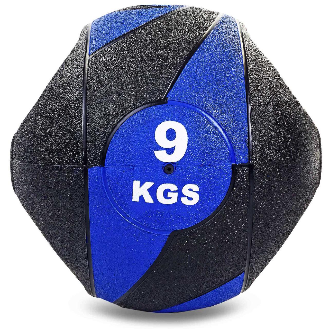 

Мяч медицинский медбол с двумя рукоятками Record Medicine Ball FI-5111-9 9кг (резина, d-27,5см, черный-синий)