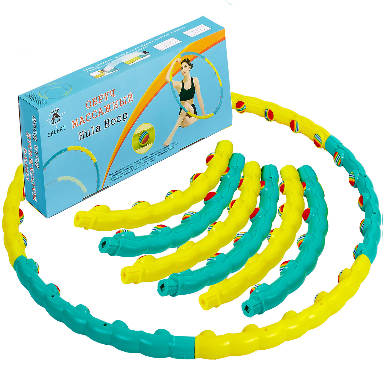 

Обруч массажный Хула Хуп Zelart Hula Hoop COLOR BALL FI-1358 (пластик, 1,5кг, 6 секций, d-90см)