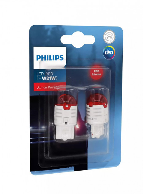 

LED лампа W21W (бесцокольная 2-х конт) Philips Ultinon Pro3000 SI (11066U30RB2)