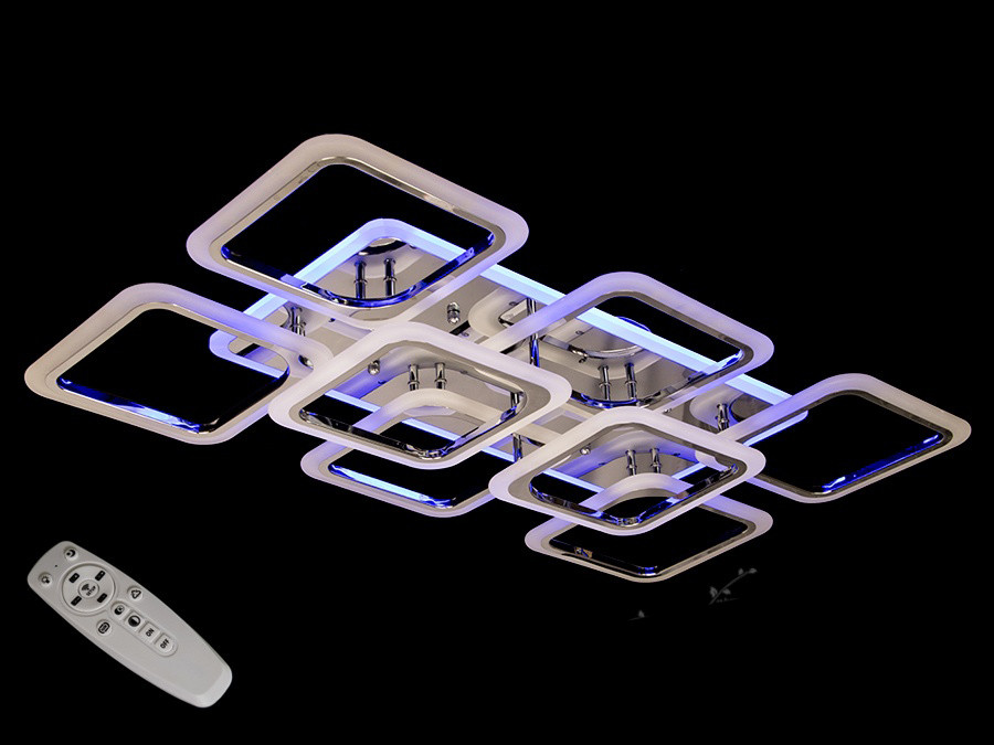 

Потолочная люстра с диммером и LED подсветкой, цвет хром, 190W