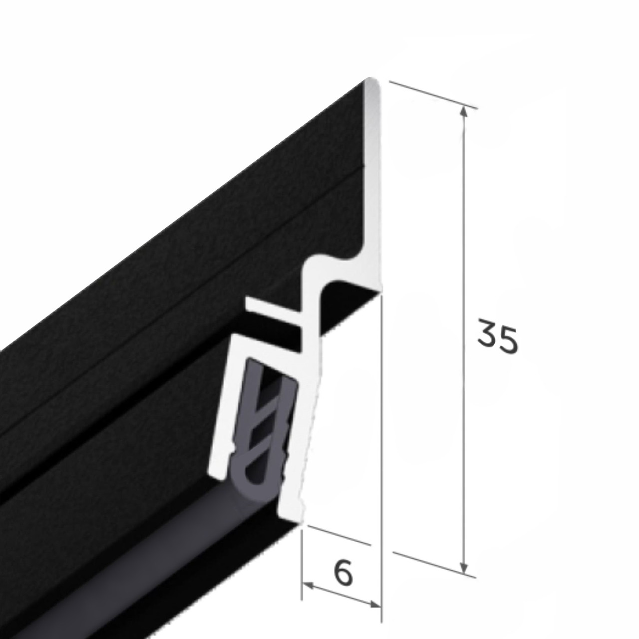 Профиль алюминиевый для натяжных потолков - профиль EUROSLOTT стеновой для ткани, 2м.