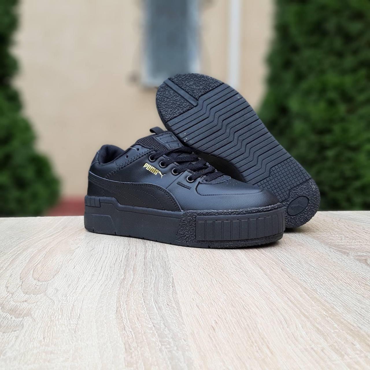 

Зимние женские кроссовки Puma Cali Black черные. Кроссы для девушек Пума Кали Блек на зиму, Черный