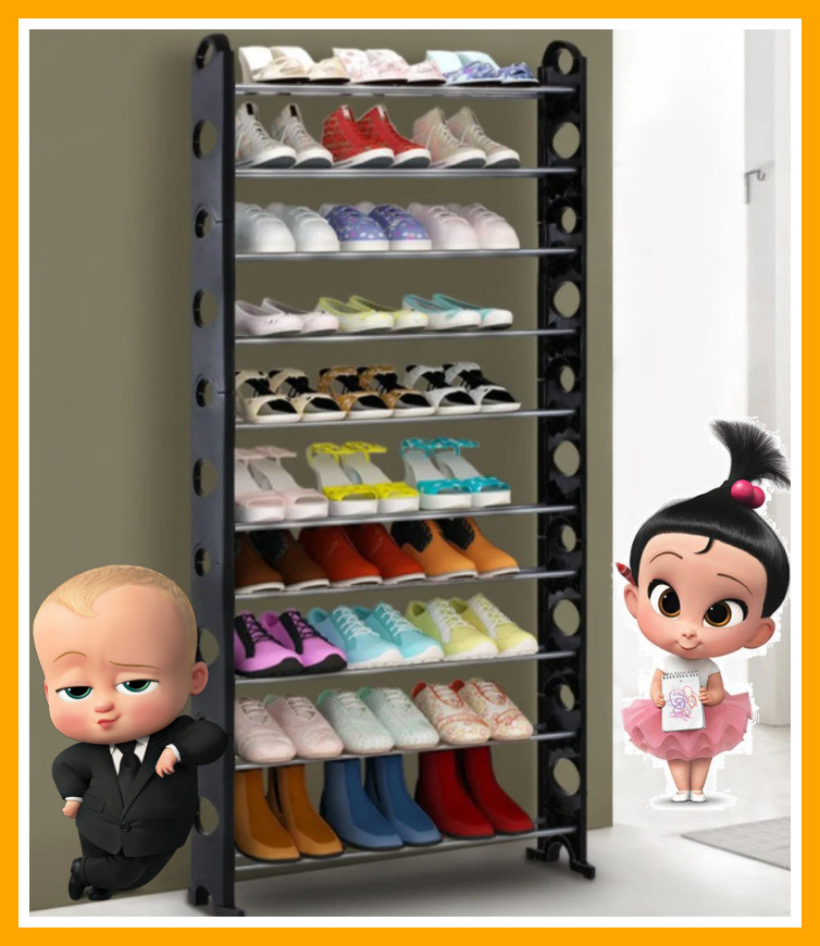 

Стойка подставка органайзер для хранения обуви Shoe Rack 10 полок на 30 пар, Черный