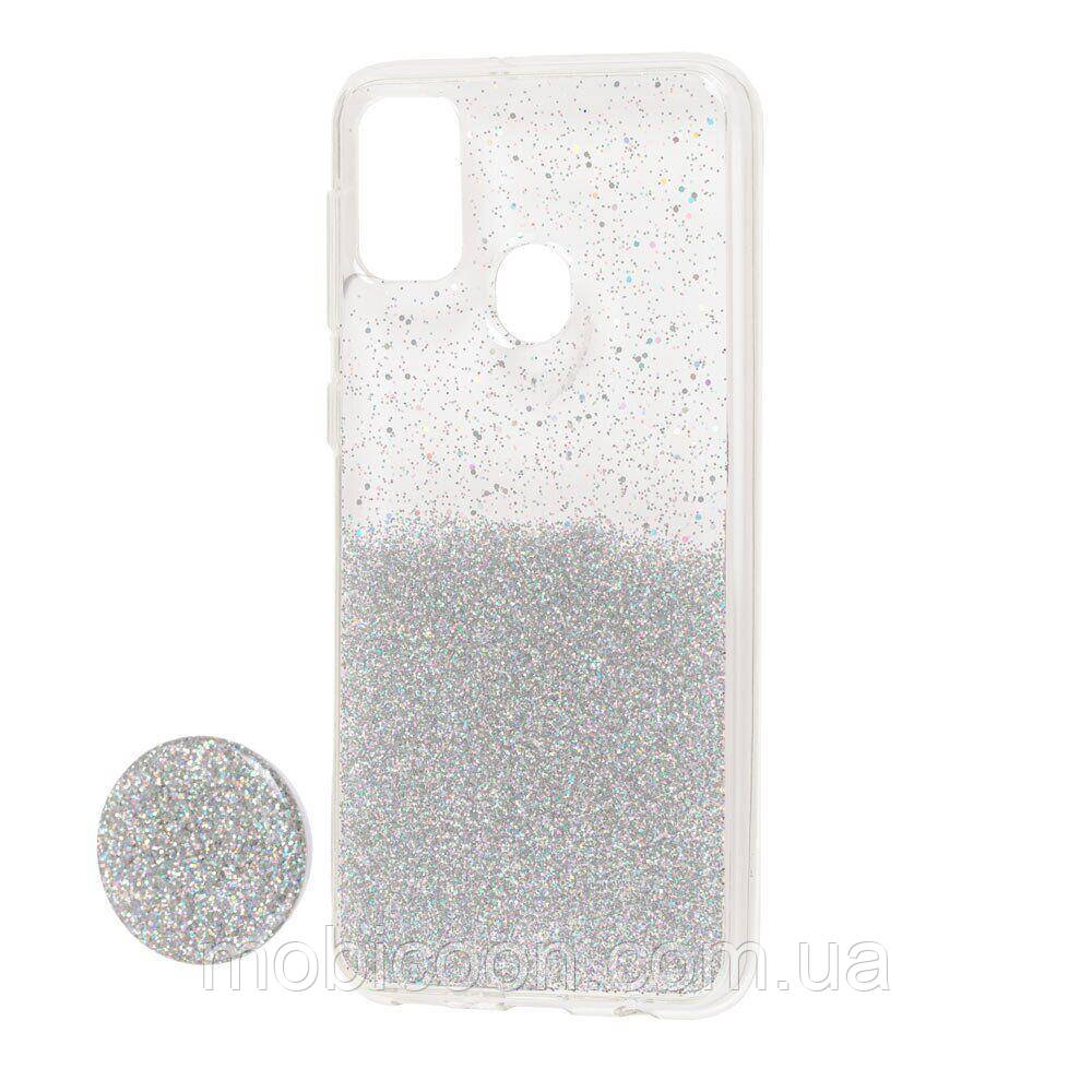 

Чехол силиконовый Fashion popsoket для Samsung Galaxy M31 M315 silver, Серебристый