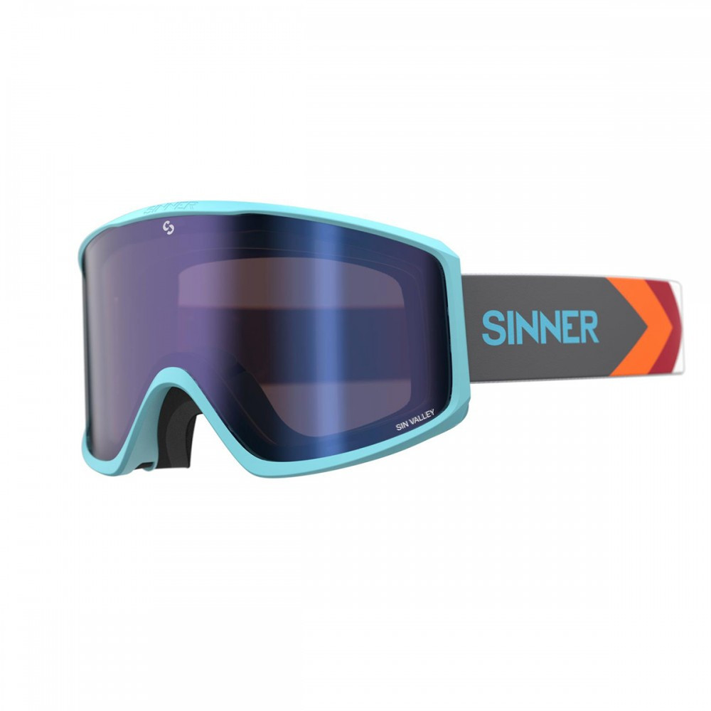 

Маска гірськолижна Sinner Sin Valley+ Blue-Blue Mir + Orange Sintec (SIGO-184-50-48)