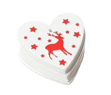 Дерев'яна ялинкова іграшка підвіска Біле серце з оленем 5 см 1 шт