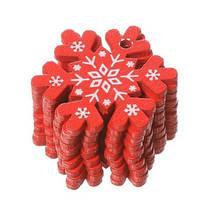 Дерев'яна ялинкова іграшка підвіска Червона сніжинка 5 см 1 шт