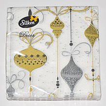 Серветки 2х-слойні новорічні 16 шт, 33*33 см "Silken" / Дід Мороз