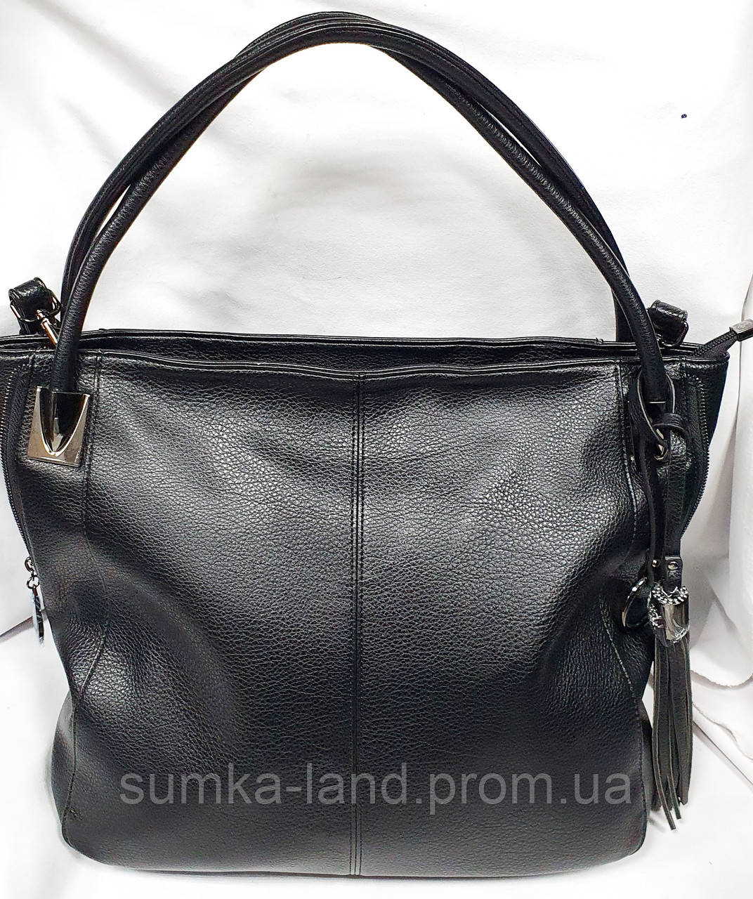 Брендовий чорна жіноча сумка Sankaslo з двома ручками і ремінцем на плече 35*32 см