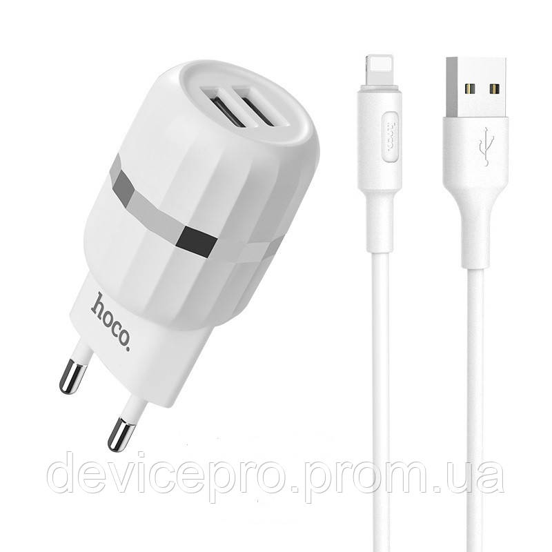 

Адаптер сетевой Hoco Wisdom Lightning cable C41A /2USB, 2.4A/, Белый