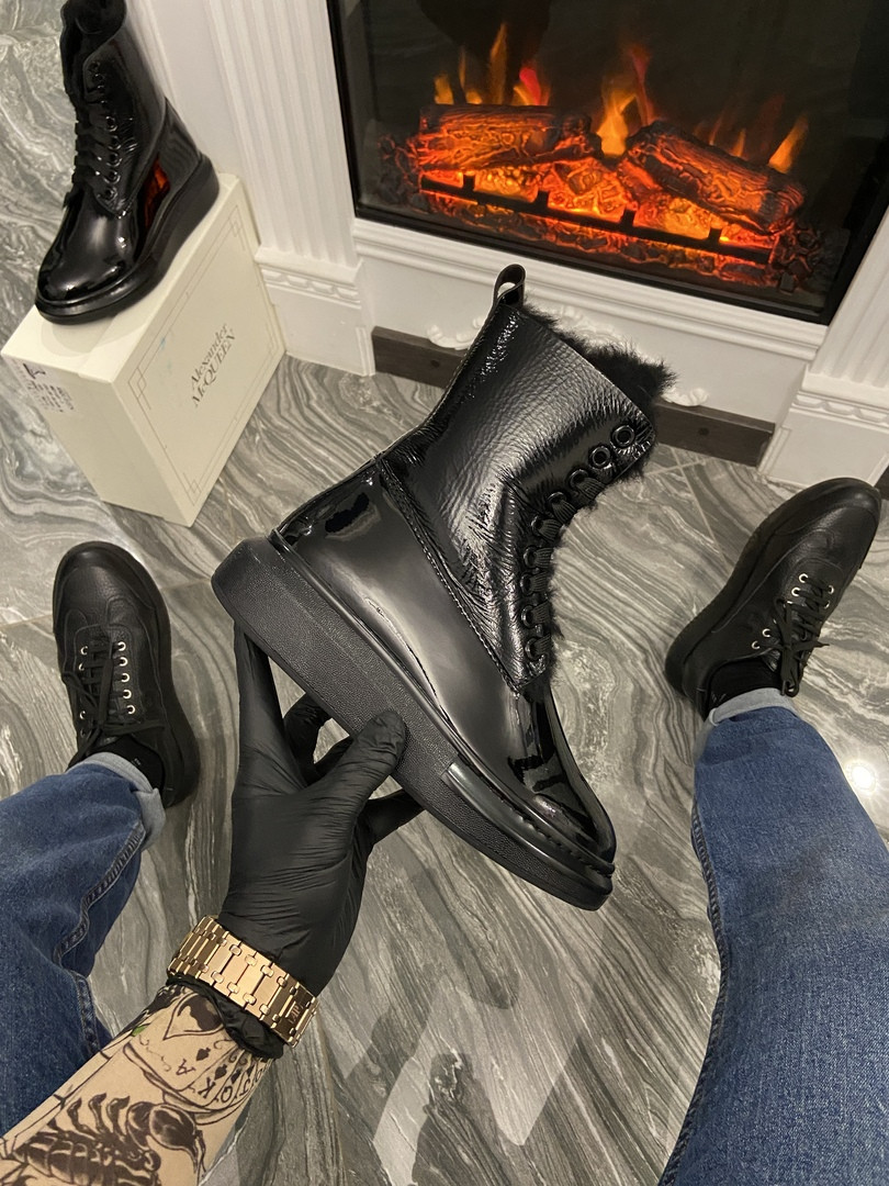 

Ботинки Alexander McQueen Boots Luxury Black (Мех) (Черный) Александр Макквин 38, Чёрный