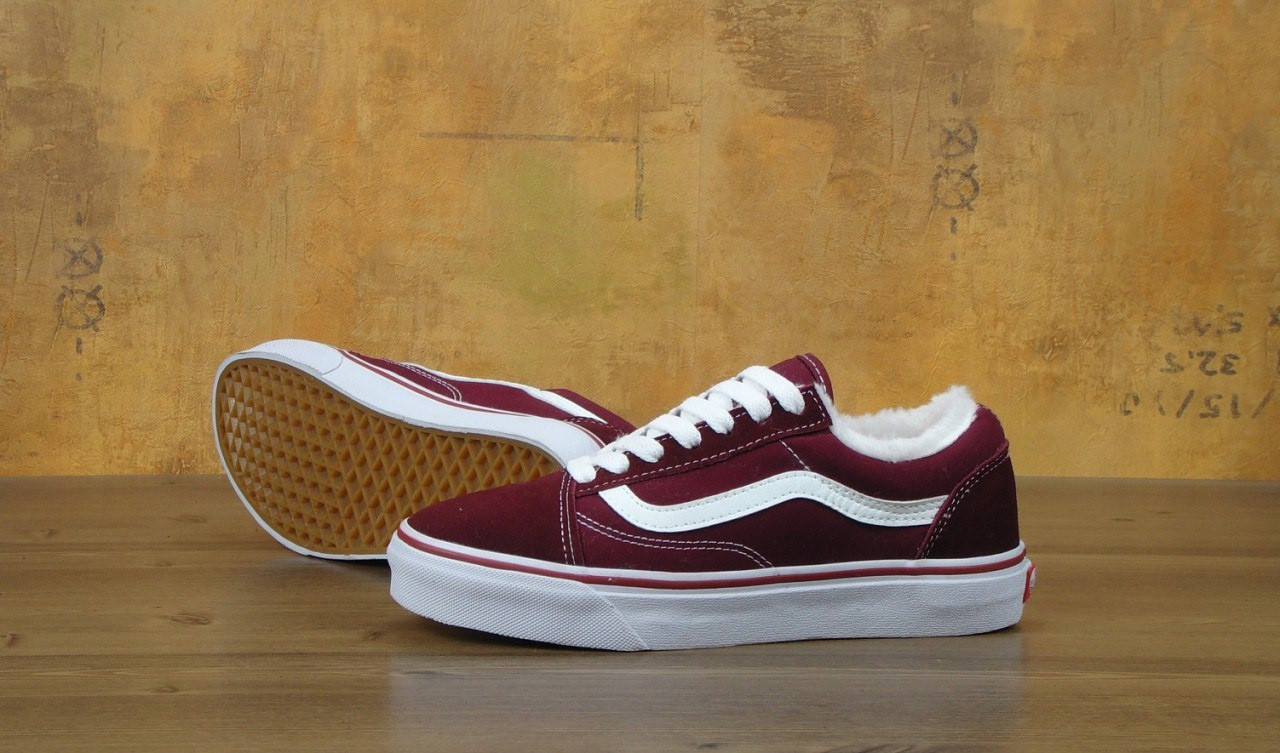 

Кеды мужские зимние Vans бордовые, натуральная замша, мех 100%, прошиты. Код KD-11069, Бордовый