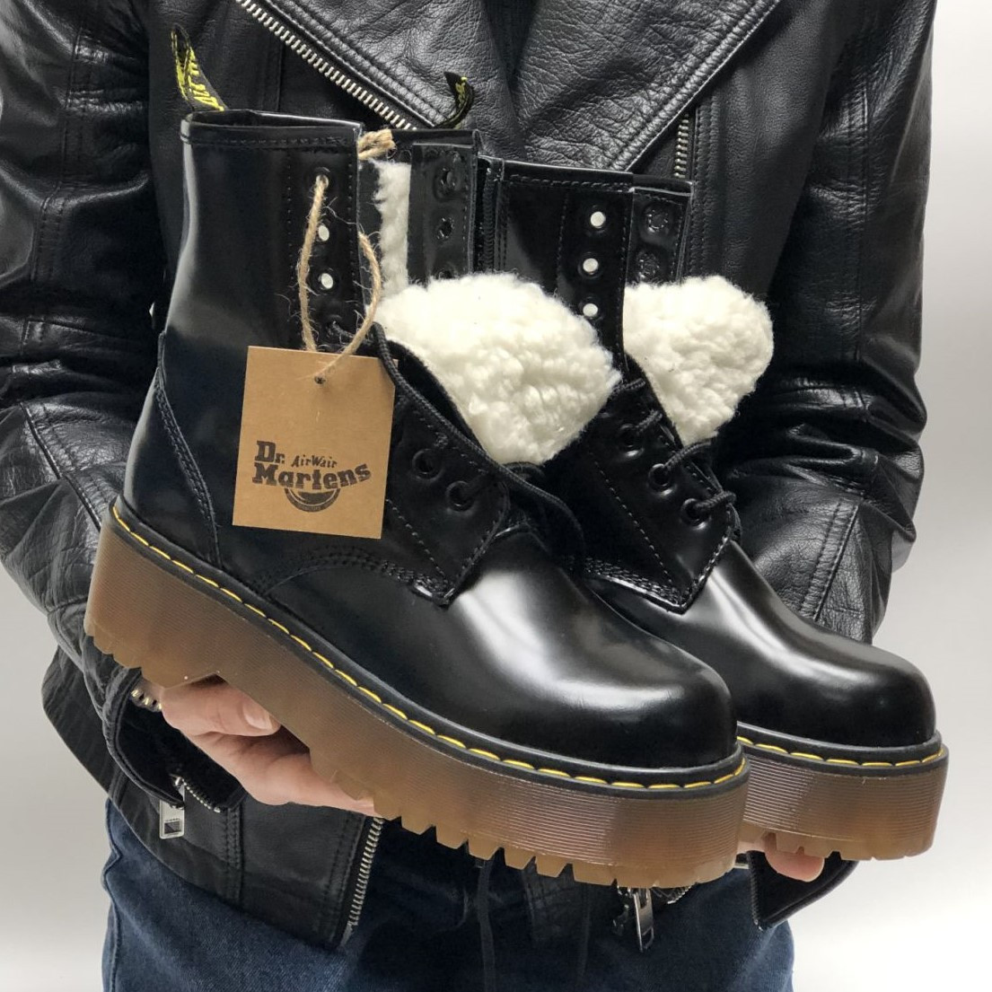 

Dr. Martens 1460 Fur Winter Mono Black (мех) | ботинки / берцы женские; черные; зимние; с мехом 37, Черный