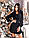 Платье - пиджак короткое черное с бахромой из страз на карманах (р. 42-44) 5PL1913, фото 2