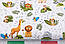 Ткань бязь "Жирафы и львы" со светло-зелёными листьями на белом фоне (№3155), фото 3