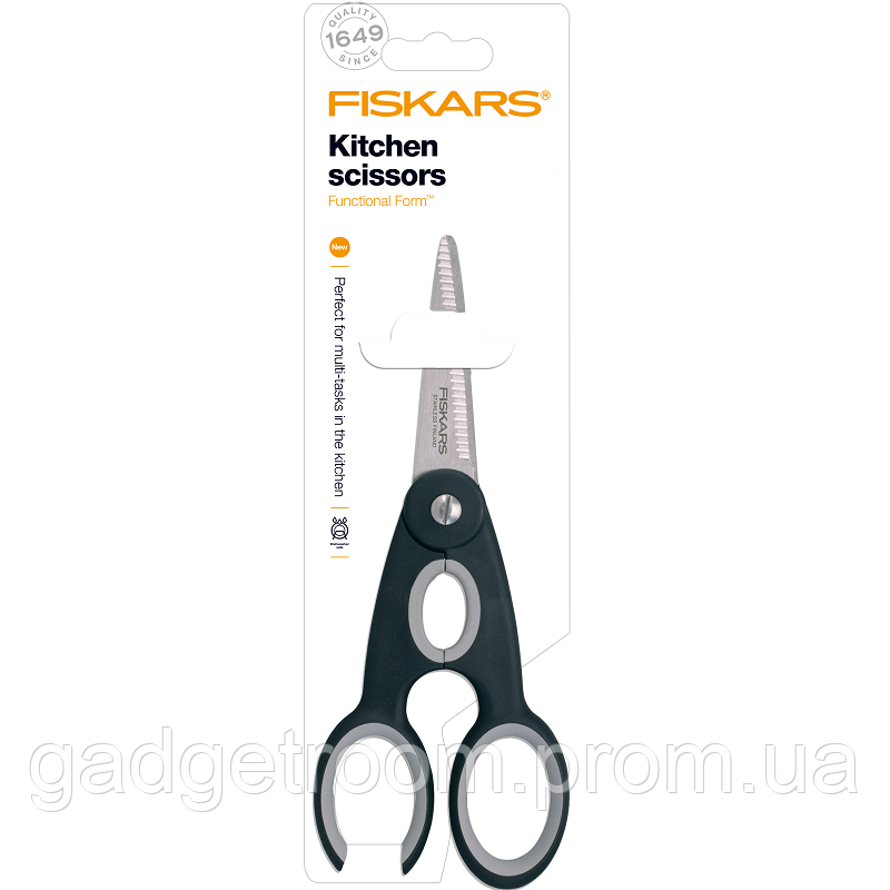 

Кухонные ножницы Fiskars Functional Form, 22 см, рукоять Softgrip, Черные 1003034, КОД: 1462565