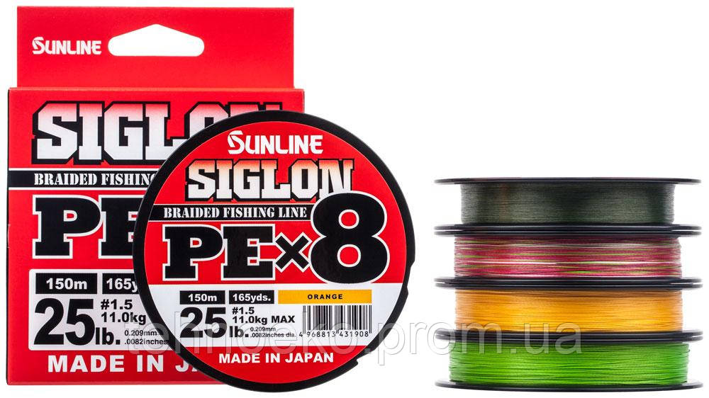 

Шнур Sunline Siglon PE х8 300m 0.8 0.153mm 12lb 6.0kg Темно-зеленый 1658.10.41, КОД: 1705601