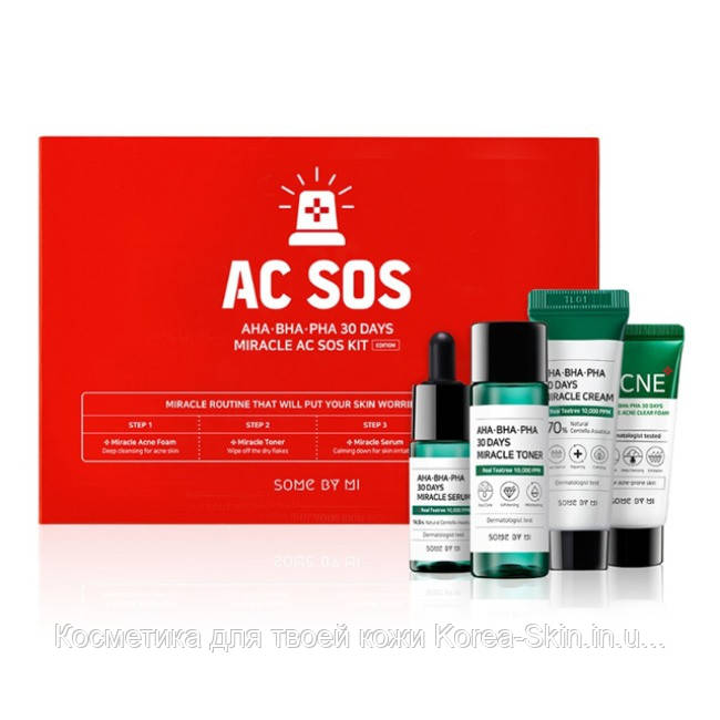 

Набор миниатюр с кислотами Some By Mi AC SOS AHA-BHA-PHA 30 Days Miracle AC SOS Kit