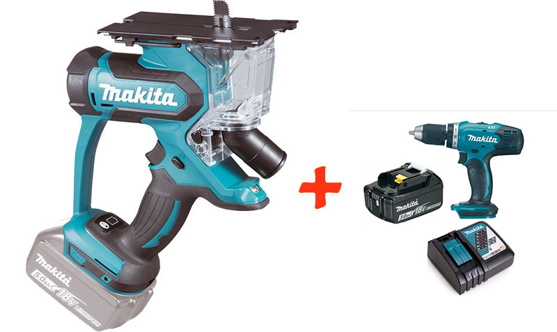 

Аккумуляторная пила для гипсокартона Makita DSD180Z+аккумуляторная дрель-шуруповерт Makita DDF453, КОД: