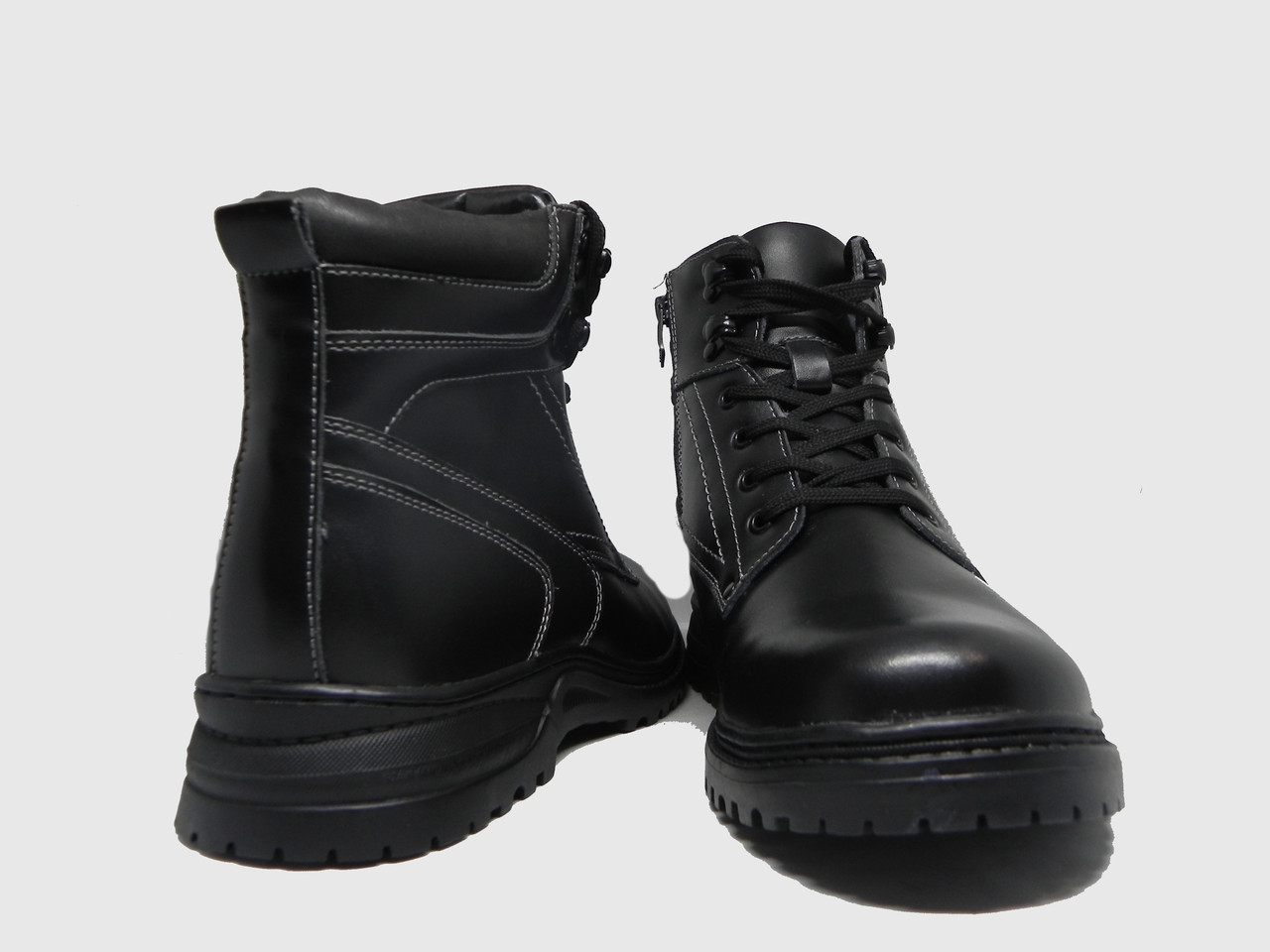

Ботинок мужской зимний шнурок молния черный кожа 44