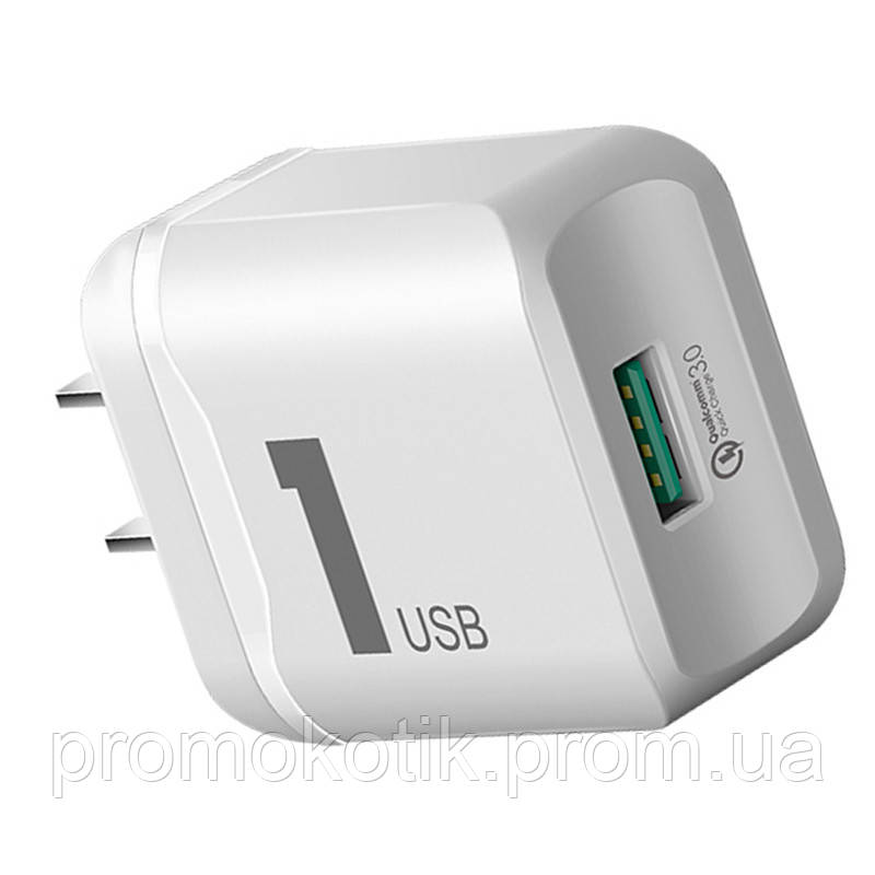 

Универсальное сетевое зарядное устройство Rock QC3.0 Quick Charge 18W White 600120053, КОД: 1877007, Белый