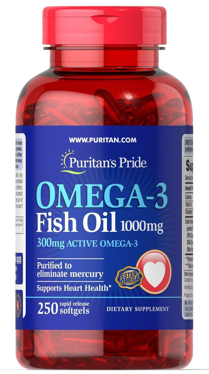 

Puritans Pride, Omega-3 (250 капс.), омега-3 триглицериды, рыбий жир