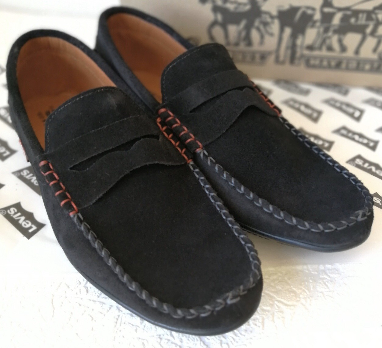 

Levi's мужские пенни лоферы из натуральной кожи! Мокасины для весны, лета и осени levis левис, Черный