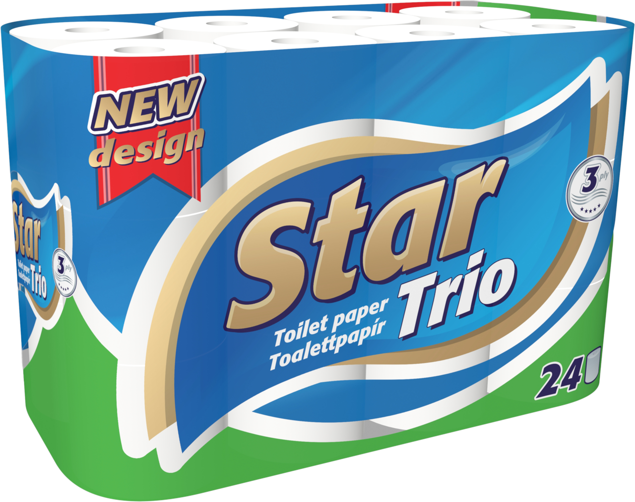

Туалетная бумага Star Trio 3 слоя 24 рулона, Белый