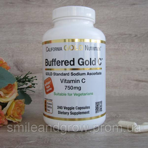 

Буферизованный витамин C в капсулах, 750 мг, 60 растительных капсул, California Gold Nutrition