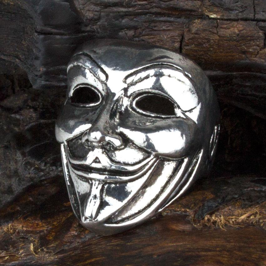 

Перстень Win Маска Гая Фокса Guy Fawkes mask Размер 19 Стальной (25452)