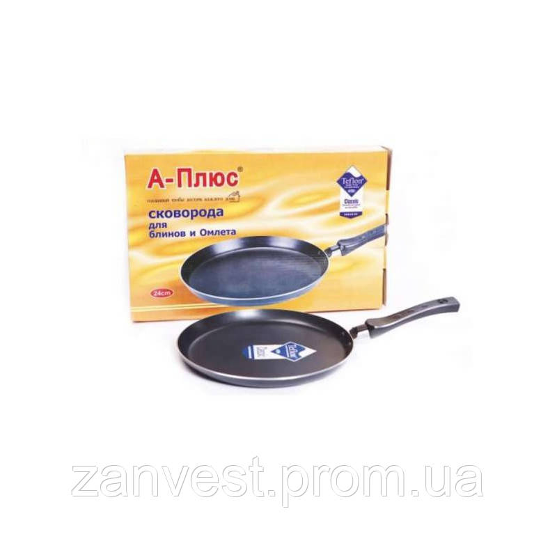 

Сковорода для блинов с антипригарным покрытием A-PLUS 24 см | Индукционная сковорода блинная тефлоновая