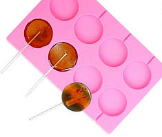 Форма силиконовая для сахарных леденцов, карамели и изомальта Lollipop на 8 ячеек 5 см