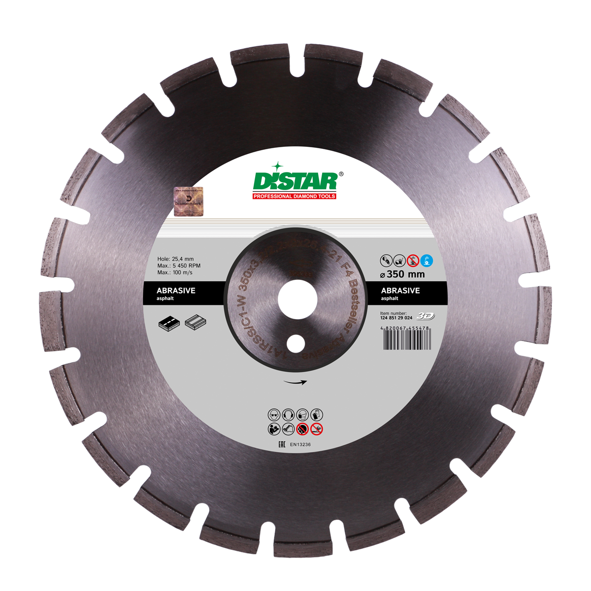 

Круг алмазный отрезной Distar 1A1RSS C1-W 350x3,2 2,2x9x25,4-21 F4 Bestseller Abrasive 1248512902, КОД: