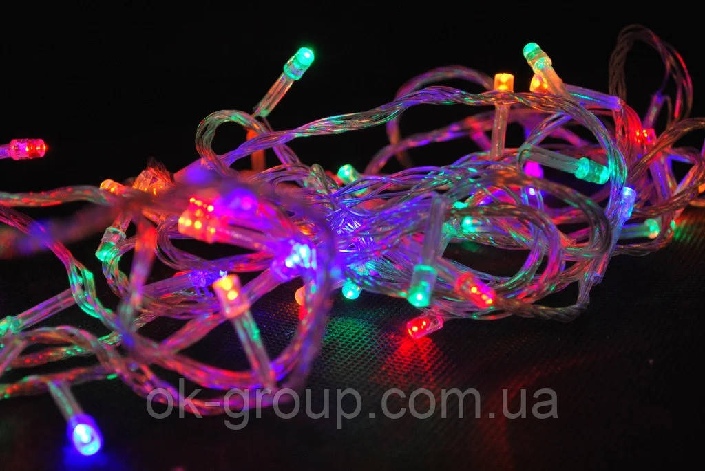 

Гірлянда нитка 23м 300LED мультиколор прозорий провід новорічна