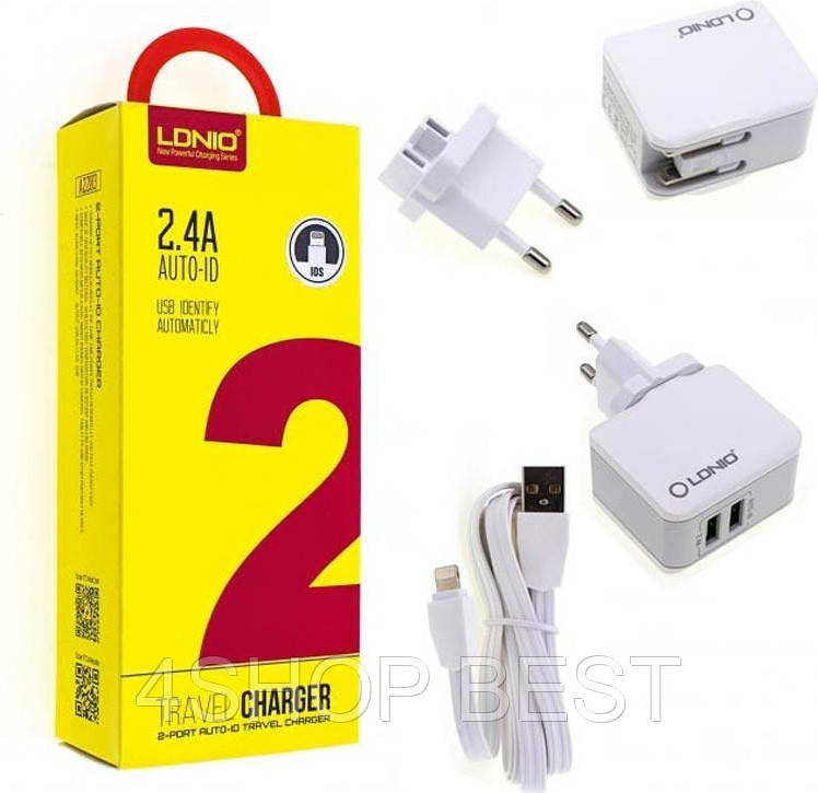 

Сетевое зарядное устройство LDNIO A2203 2USB 2.4A Apple Lightning white (27461)