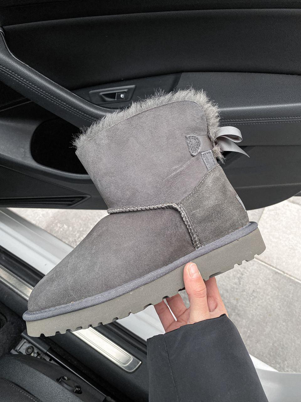 

Женские зимние сапоги UGG Mini Bailey Bow Grey / Угги Мини Бэйли Боу Серые 37