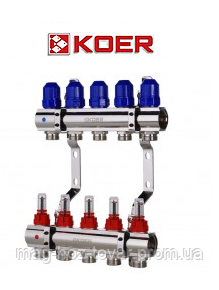 

Коллекторный блок с расходомерами Koer KR.1110-05 1”x5 WAYS