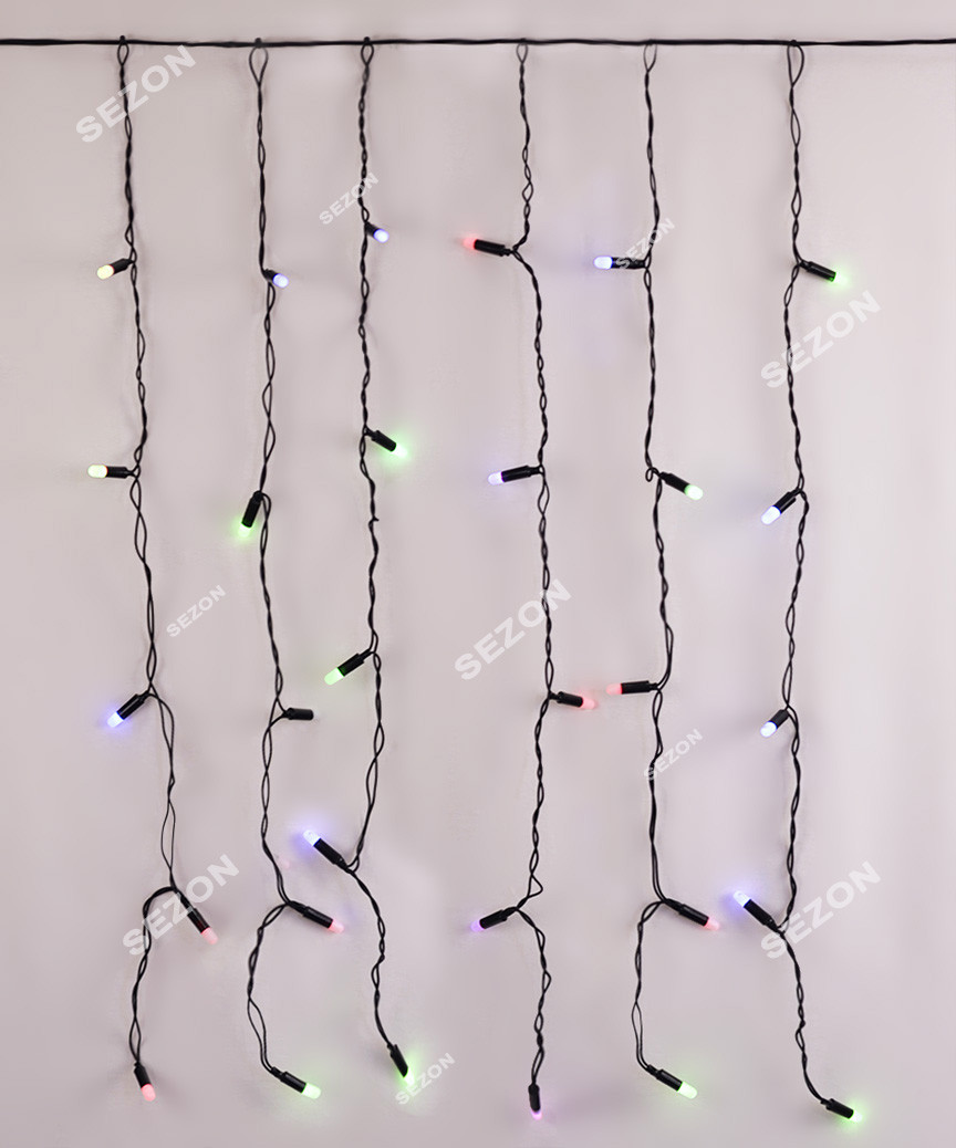

Гирлянда светодиодная LED штора дождик бахрома 2,5м*0,8м мульти RGB