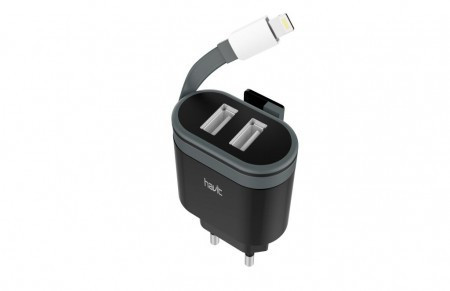 

USB адаптер зарядка HAVIT HV-UC8809 Dual Travel Charger With Lightning Cable, black