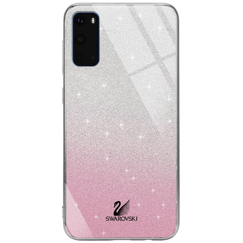 

TPU+Glass чехол Swarovski для Samsung Galaxy S20, Розовый