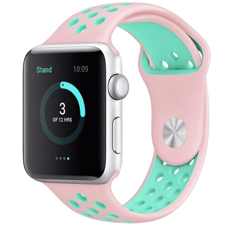 

Силиконовый ремешок Sport Nike+ для Apple watch 42mm / 44mm Pink / Marine Green