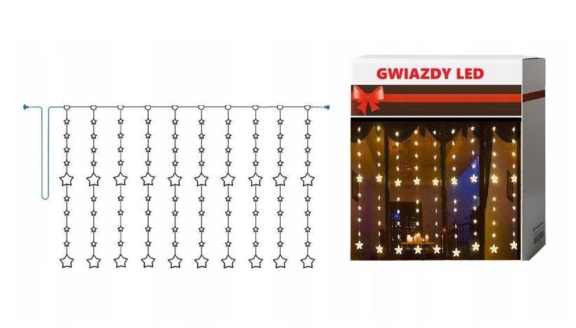 

Новогодняя гирлянда бахрома звездочки 5 м 175 LED (Теплый белый с холодной вспышкой)