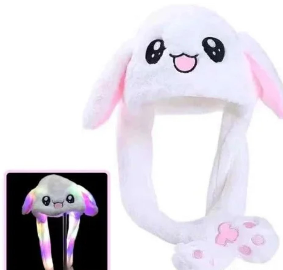 

Светящаяся шапка БЕЛАЯ Pikachu toys soft toys with led с двигающими ушками | Шапка с ушами | Зверошапка, Белый
