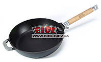 Сковорода чавунна емальована ø24см (колір - чорний) глибока (сотейник) зі знімною ручкою БІОЛ 0324E