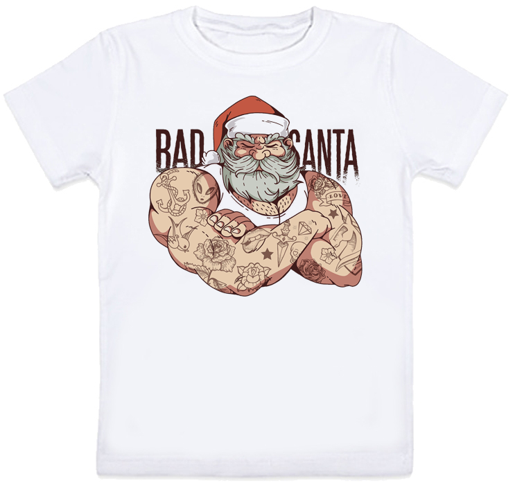 

Детская футболка "Bad Santa" (белая) 1-2