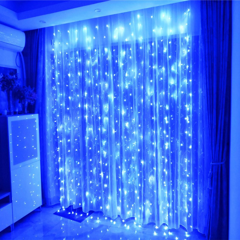 

Гирлянда Xmas (Штора) 600 Led (Copper) на медной проволоке B Синяя 8M*1.5M с соед от 220V Улиц